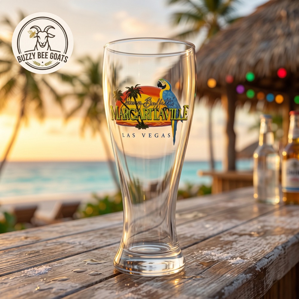 Margaritaville Las Vegas Pilsner Beer Glass Souvenir Collectible 8.5" Parrot Hea